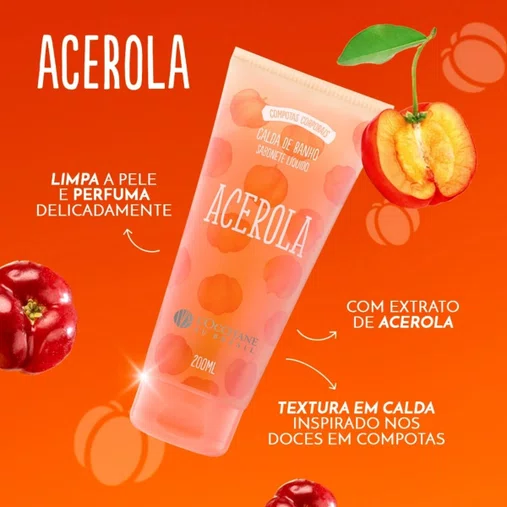 Calda de Banho Sabonete Acerola 200ml | L'Occitane au Brésil